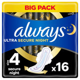 Always Ultra Sanitary Towels Secure Night (Size 4) Wings X 16 Pads - McGrocer