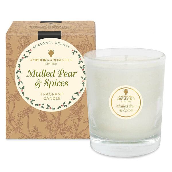 Amphora Aromatics Mulled Pear & Spices 40hr Pot Candle. - McGrocer