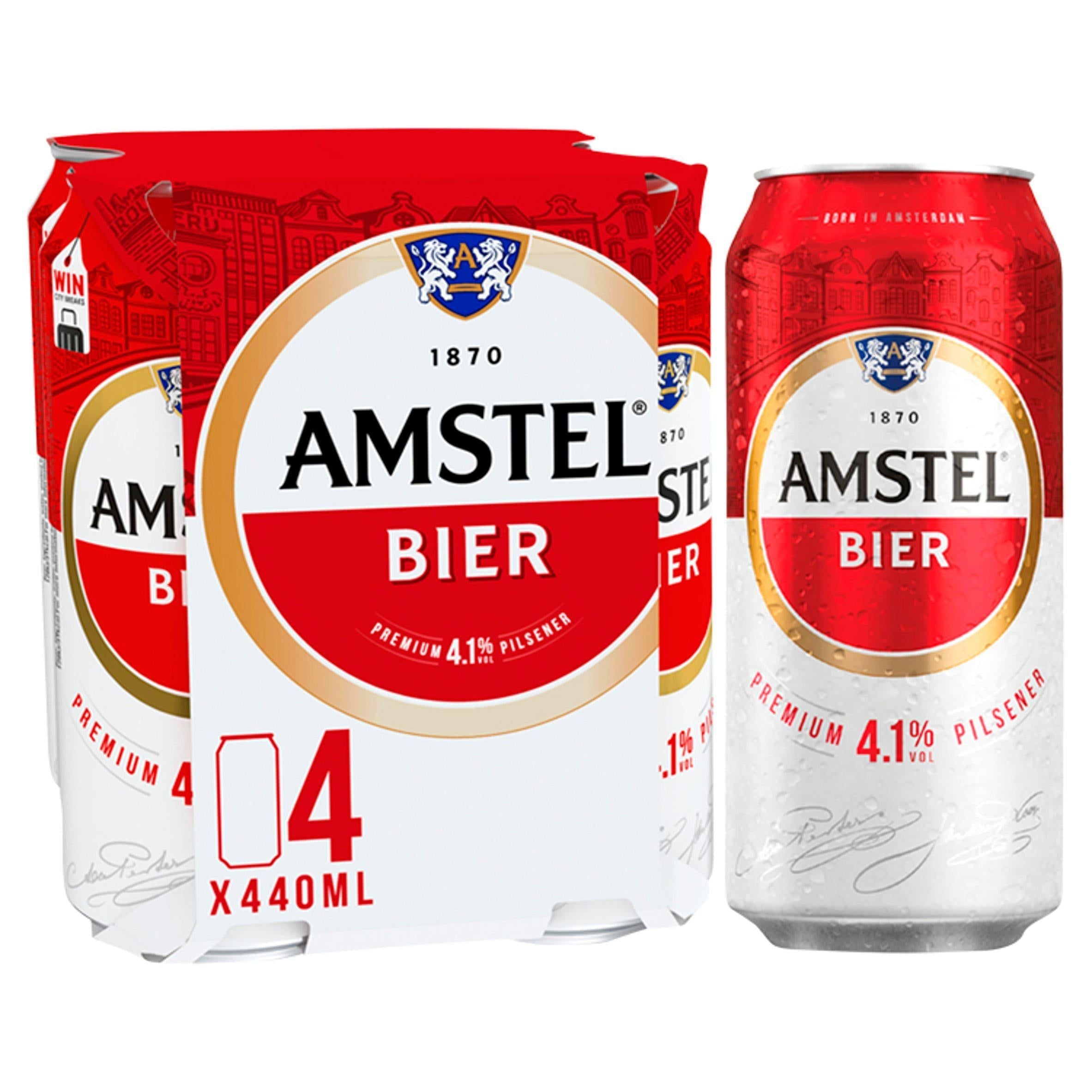Amstel Lager Beer Cans 4 x 440ml - McGrocer