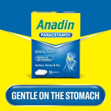 Anadin Paracetamol Pain Relief for Headaches Cold & Flu Tablets 16 16 per pack - McGrocer