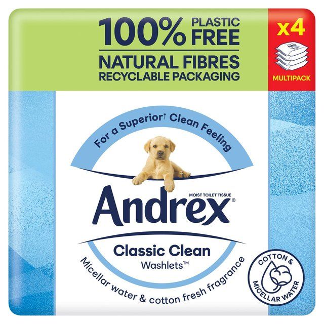 Andrex Classic Clean Washlets Flushable Toilet Wipes Quad Pack   4 x 36 per pack - McGrocer