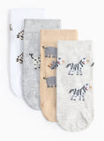 Animal Print Ankle Socks 4 Pack 6-12 months - McGrocer