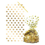 Anniversary House Gold Polka Dot Cello Bags With Twist Ties - McGrocer