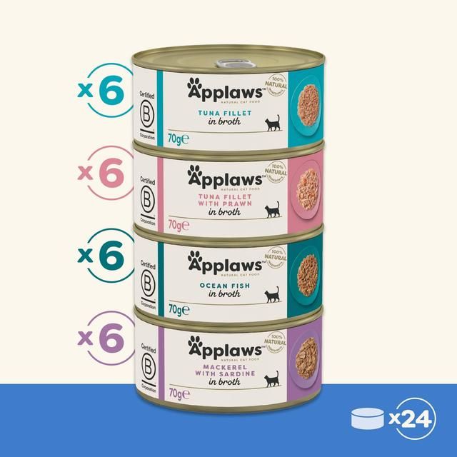 Applaws Cat Tin Fish Selection in Broth Multipack 24 x 70g - McGrocer