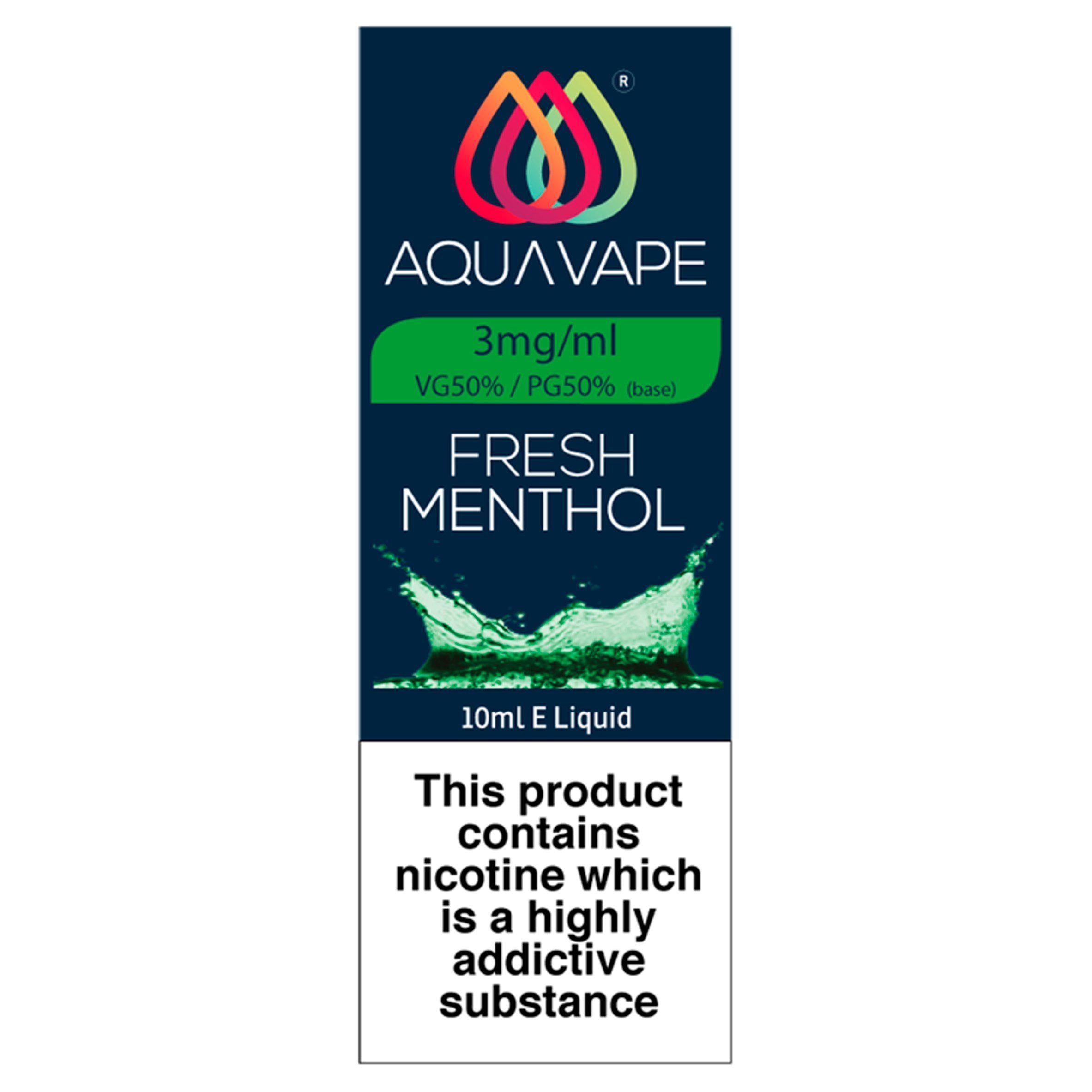 Aqua Vape Menthol E-Liquid 3mg 10ml - McGrocer