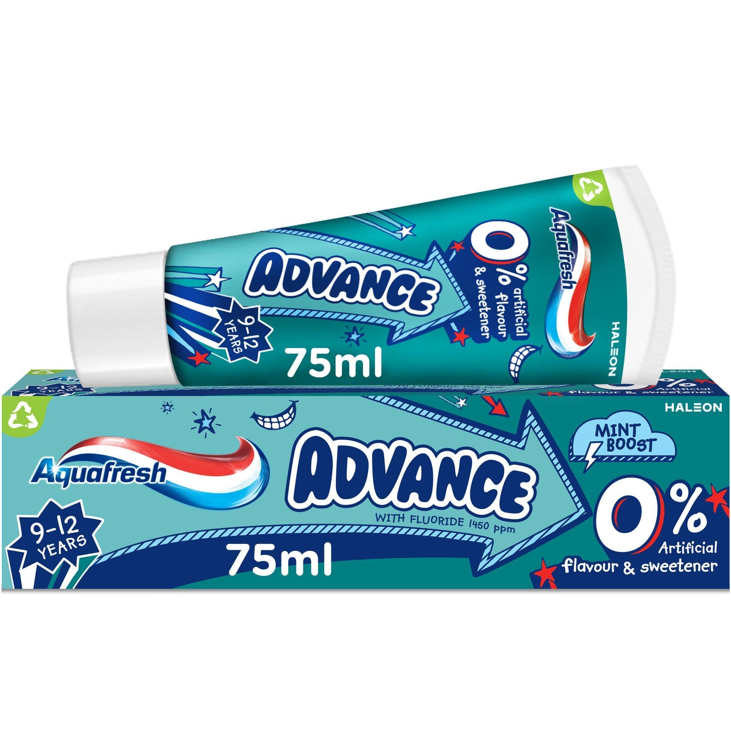 Aquafresh Mint Boost Advance Fluoride 9-12 Years Kids Toothpaste 75ml - McGrocer