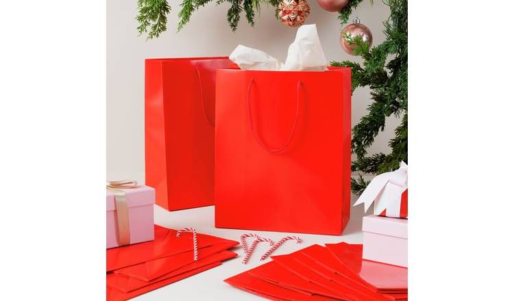 Argos Home Large Red Christmas Gift Bags - 12 Pack - McGrocer