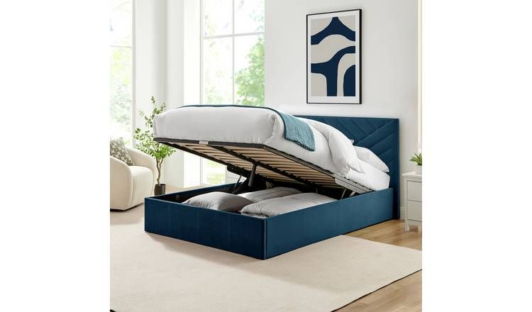 Argos Home Luca Small Double End Lift Ottoman Bed - Navy - McGrocer