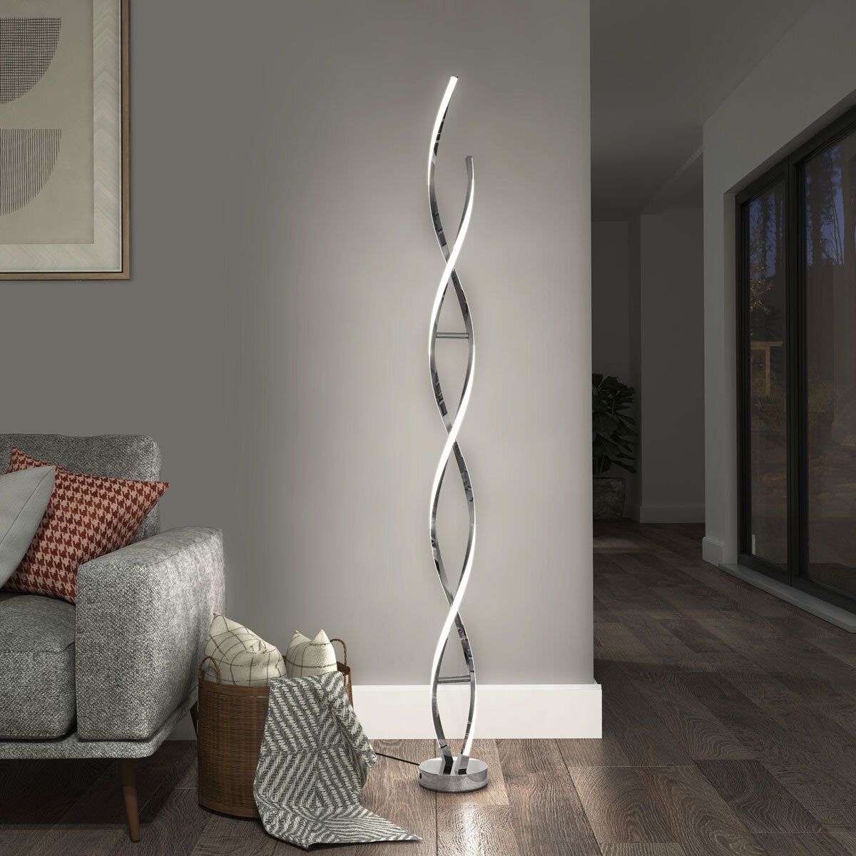 Artika Chrome Swirl LED Floor Lamp - McGrocer