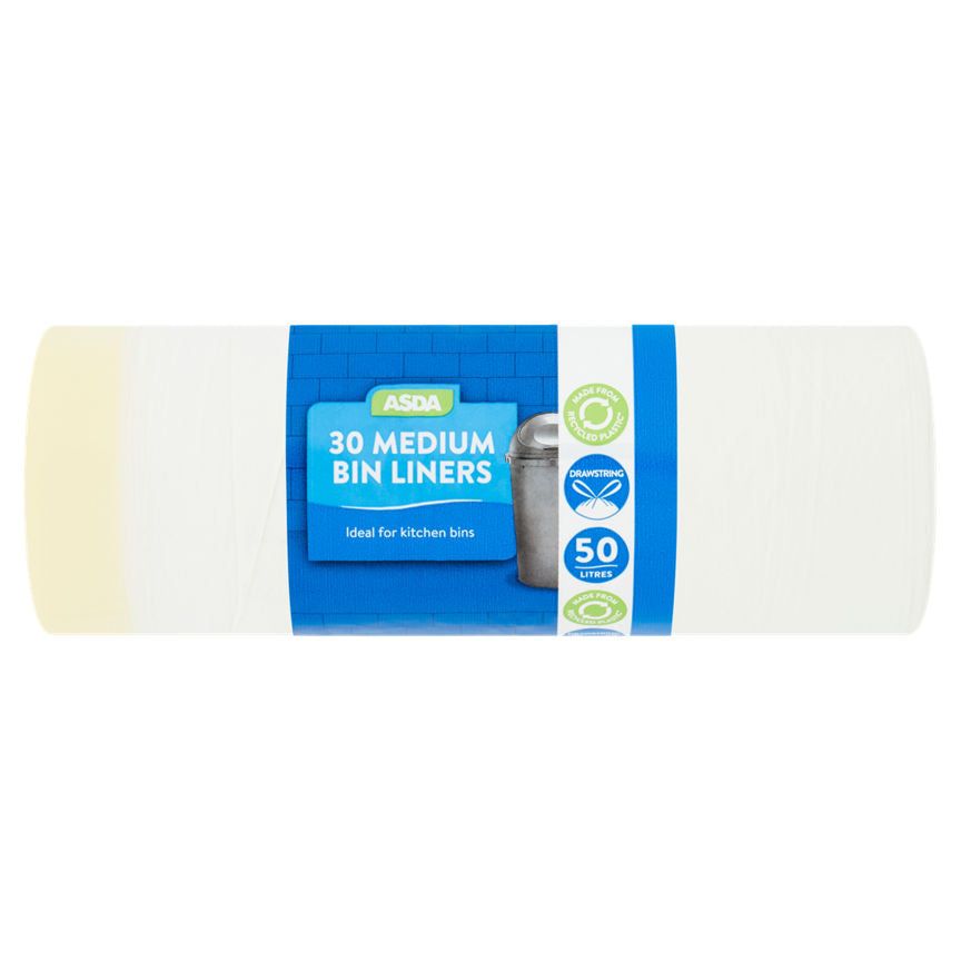 ASDA 30 Medium Drawstring Bin Liners (Swing) 50 Litres - McGrocer