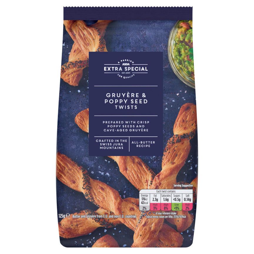 ASDA Extra Special All Butter Gruyere & Poppy Seed Twists - McGrocer