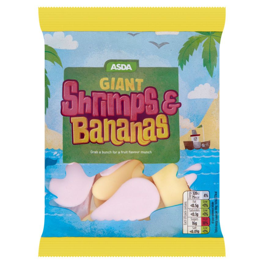 ASDA Giant Shrimps & Bananas Foam Sweets - McGrocer