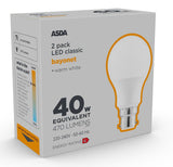 ASDA LED Classic 40W Large Bayonet Lightbulb - McGrocer