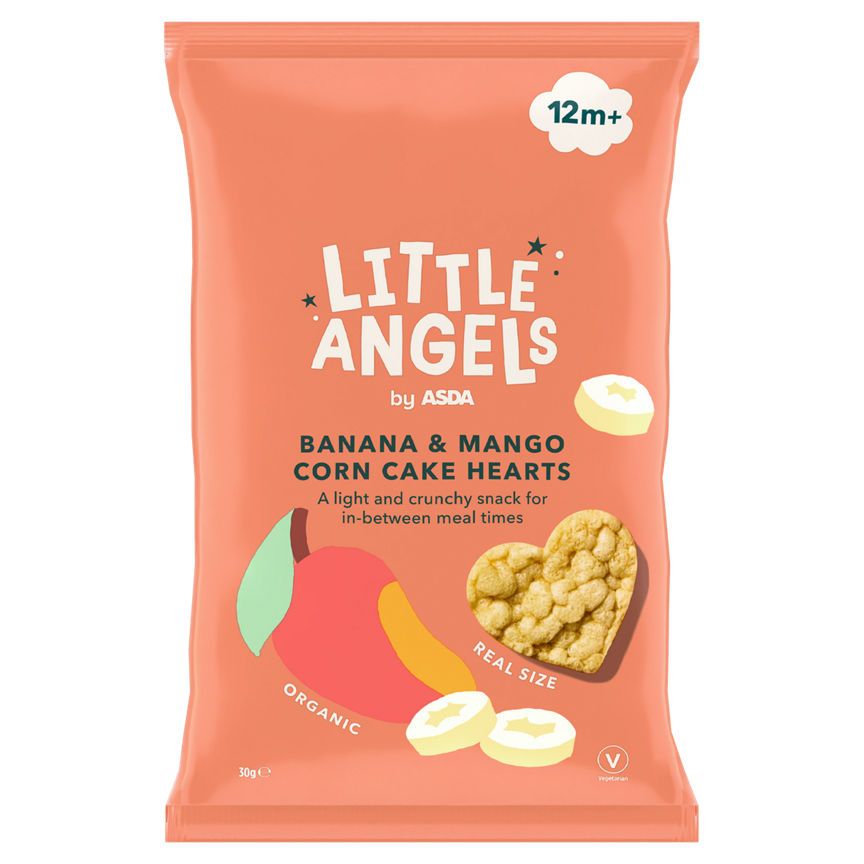 ASDA Little Angels Banana & Mango Corn Cake Hearts 12m+ 30g - McGrocer