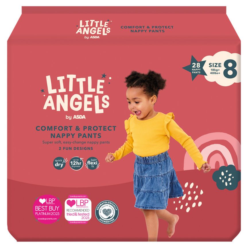 ASDA Little Angels Comfort & Protect Size 8 18kg+ 28 Nappy Pants - McGrocer