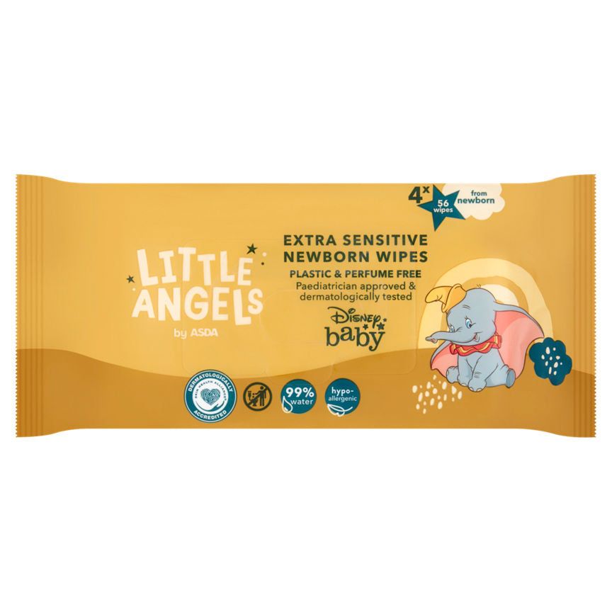 ASDA Little Angels Extra Sensitive Newborn Wipes 4 x 56 - McGrocer