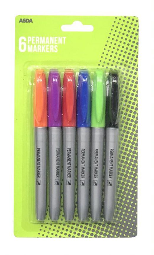 ASDA Permanent Markers – 6 Pack - McGrocer