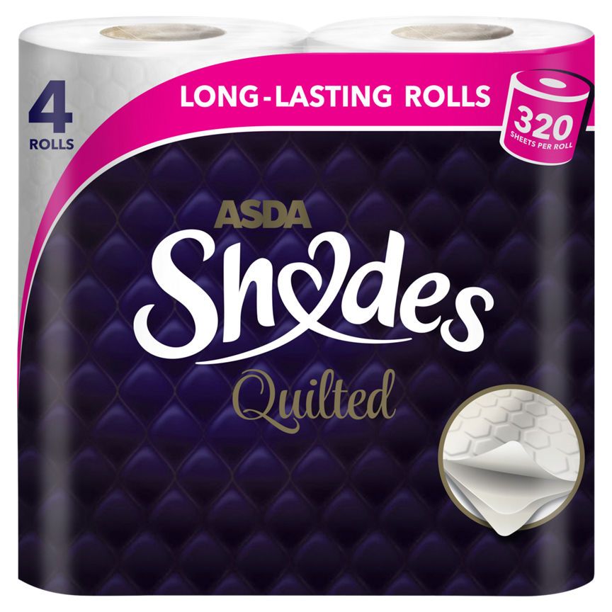ASDA Shades Quilted Toilet Tissue 4 Rolls - McGrocer