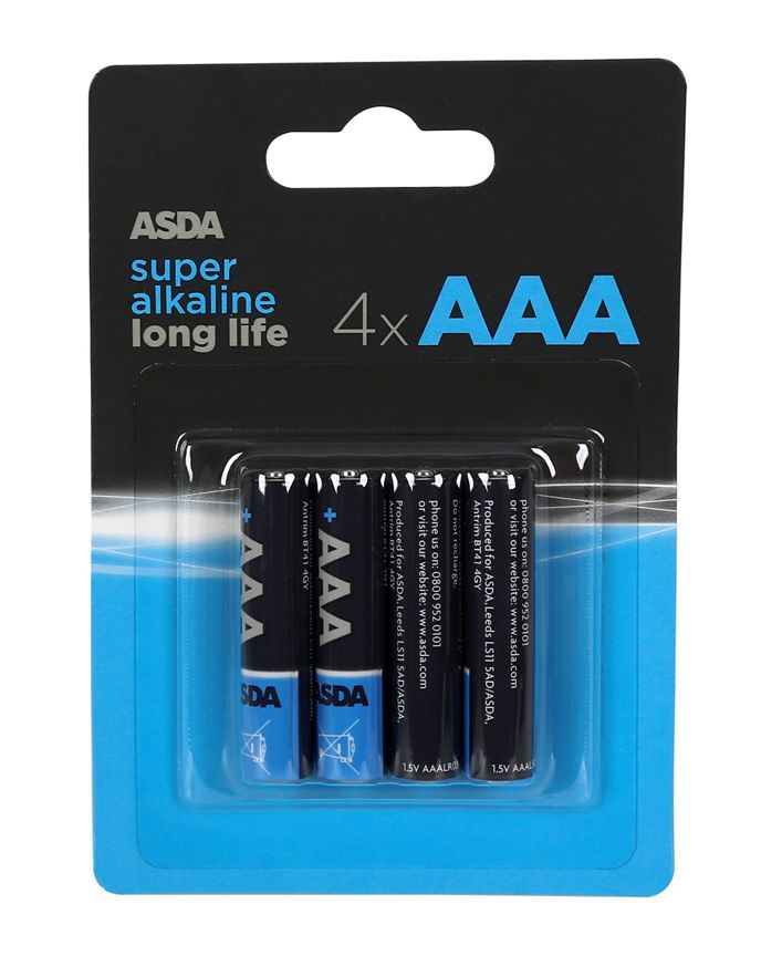 ASDA Super Alkaline AAA Batteries 4 Pack - McGrocer
