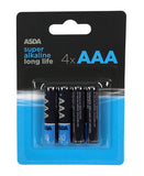 ASDA Super Alkaline AAA Batteries 4 Pack - McGrocer