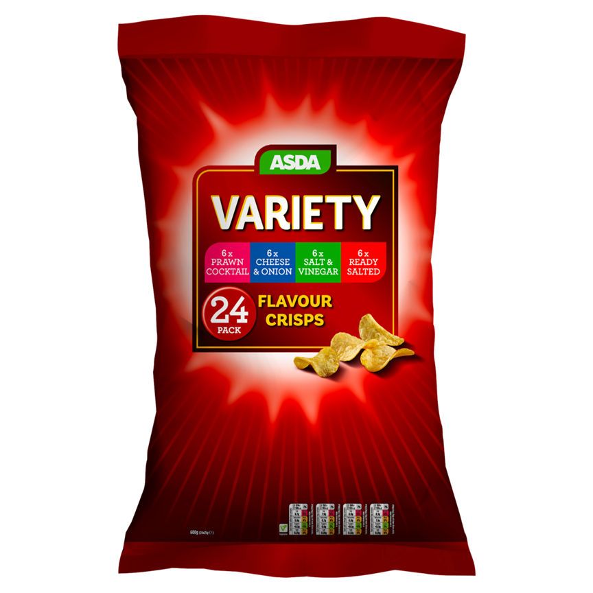 ASDA Variety Flavour Crisps 24 x 25g (600g) - McGrocer