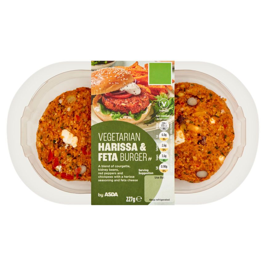 ASDA Vegetarian Harissa & Feta Burger 227g - McGrocer