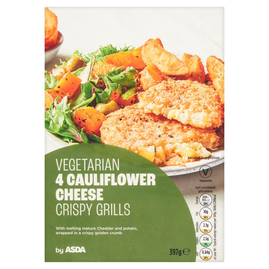 Asda Vegetarian Vegetarian 4 Cauliflower Cheese Crispy Grills - McGrocer