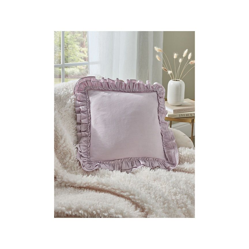 At Home with Stacey Solomon Lilac Double Frill Plain Cushion - McGrocer