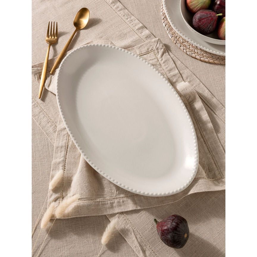 At Home with Stacey Solomon White Beaded Oval Platter - McGrocer