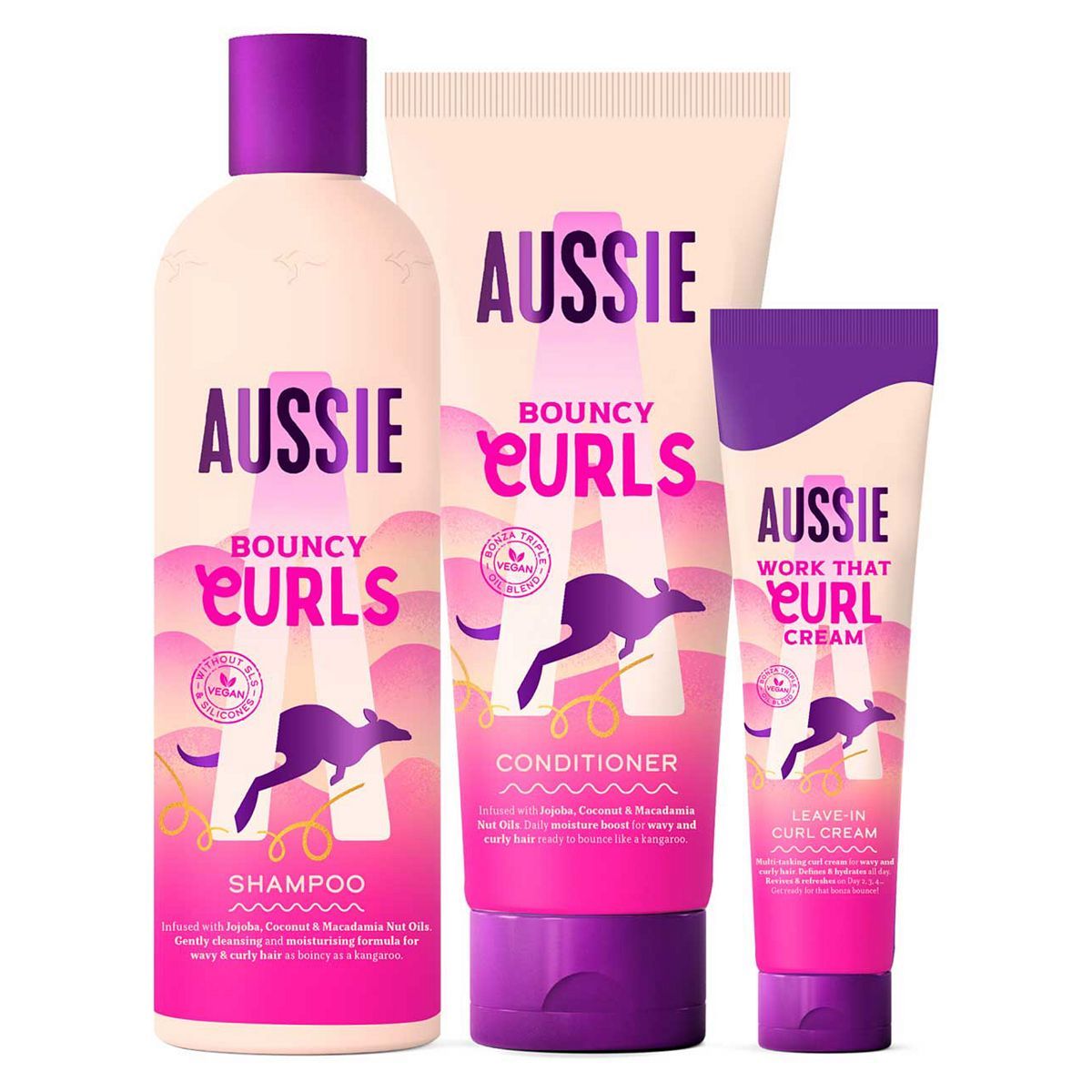 Aussie Curls Shampoo and Conditioner Set with Leave In Conditioner Curl Cream Bundle - McGrocer