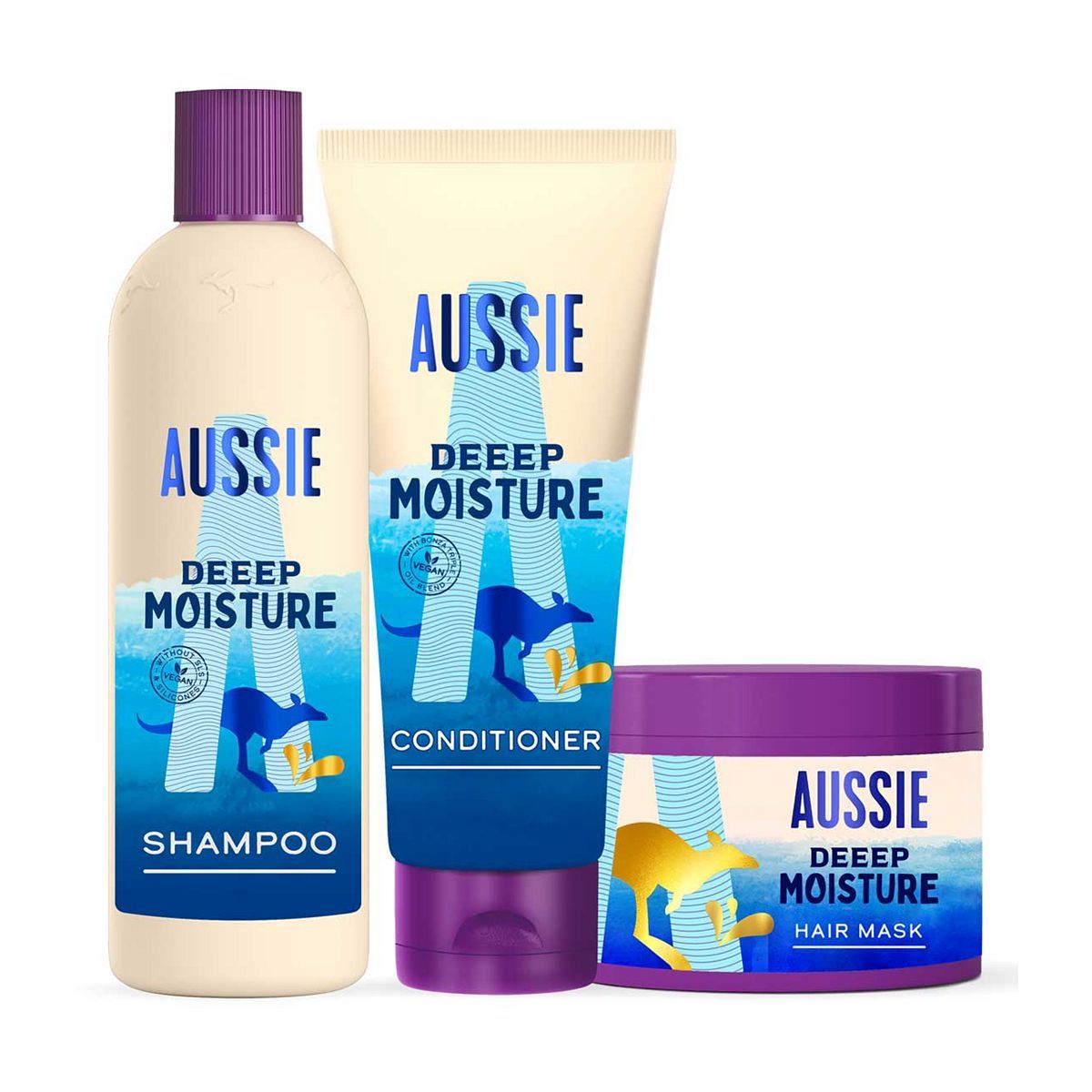 Aussie Deep Moisture Shampoo And Conditioner Set With Hair Mask, For Dry Hair Bundle - McGrocer