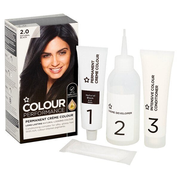 Superdrug Performance Permanent Hair Dye Black 2.0 GOODS Superdrug