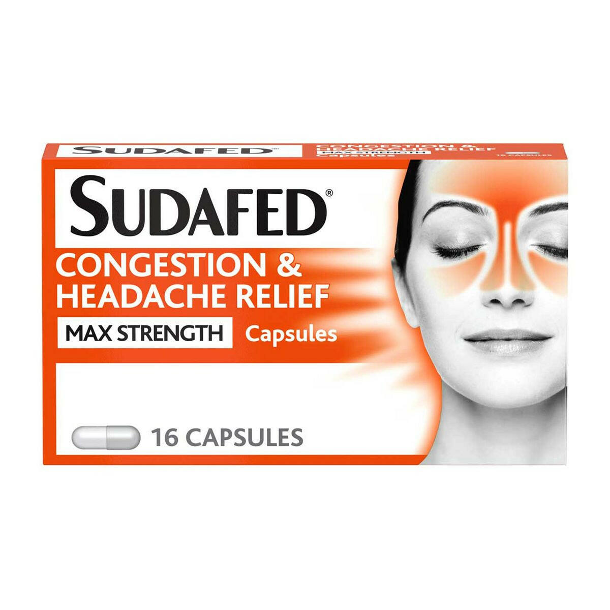 Sudafed Congestion & Headache Relief Max Strength - 16 Capsules GOODS Boots