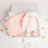 Babbico White Bunny And Pink Dot Heart Blanket Baby Gift Set - McGrocer
