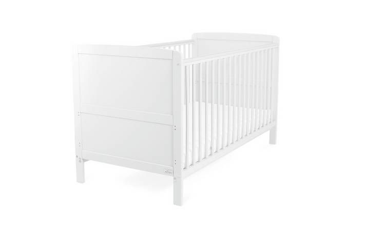 Baby Elegance Travis Baby Cot Bed with Mattress - White - McGrocer