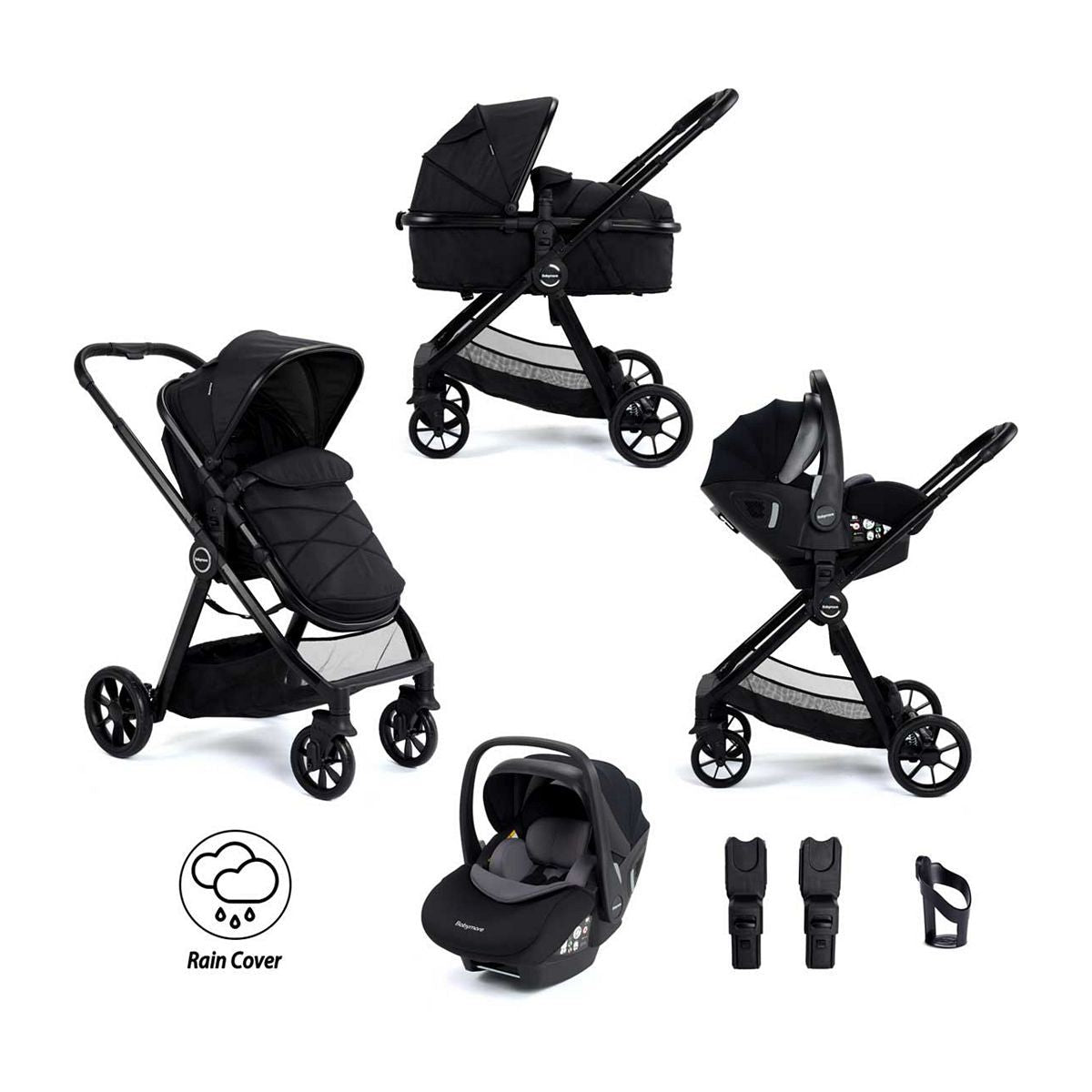 Babymore Mimi Travel System Pecan i-Size Car Seat - Black - McGrocer