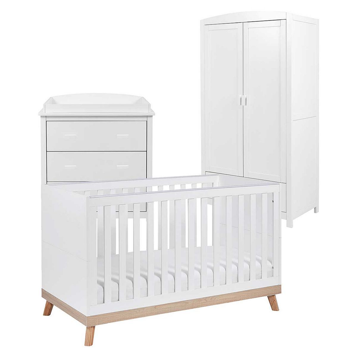 Babymore Mona 3 Piece Room Set - White - McGrocer