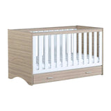 Babymore Veni Cot Bed with Drawer - Oak White - McGrocer
