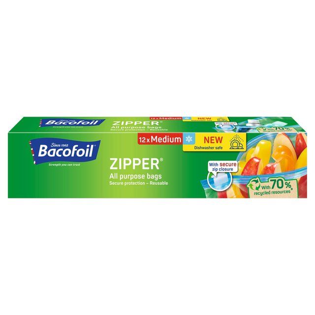 Bacofoil Medium Zipper All Purpose Bags 12 per pack - McGrocer
