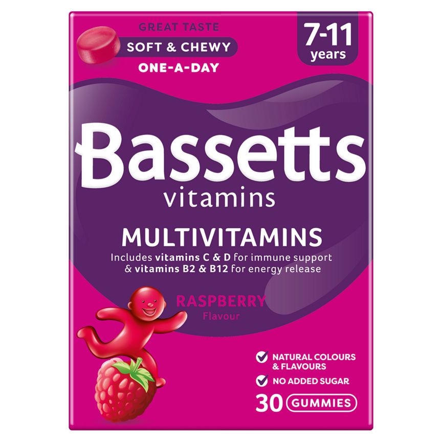 Bassetts Vitamins Multivitamins Raspberry Flavour 7-11 Years Soft & Chewies - McGrocer