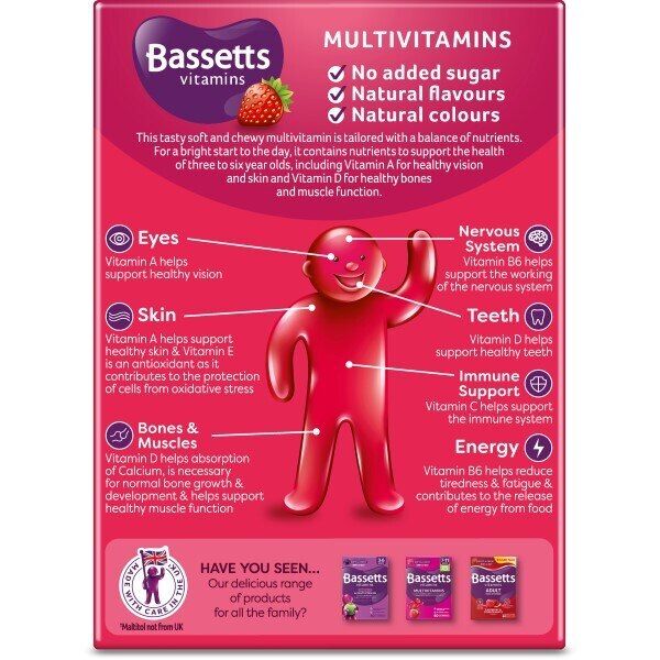 Bassetts Vitamins Multivitamins Strawberry 3-6 Years 60s - McGrocer