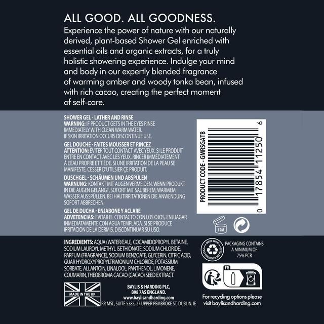Baylis & Harding Goodness Men's Shower Gel - Amber & Tonka Bean 500ml - McGrocer