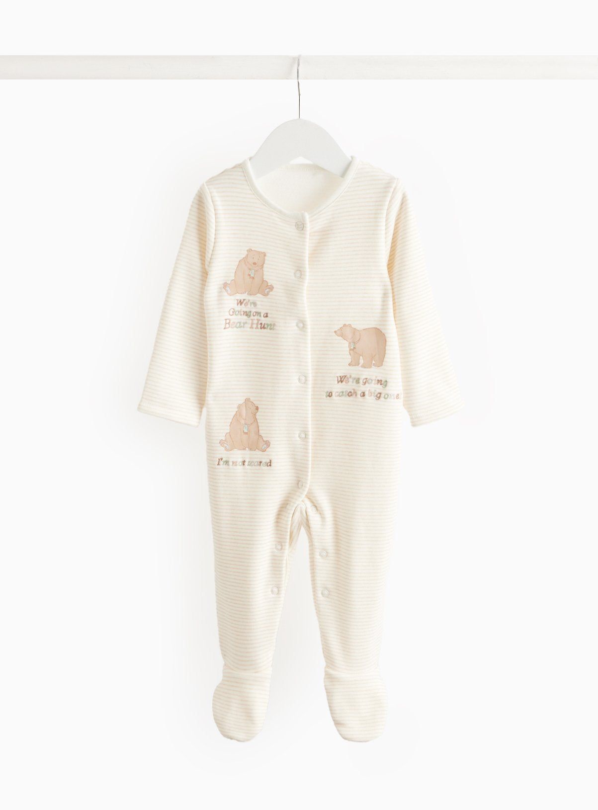 Bear Hunt Beige Character Print Sleepsuit  Up to 1 mth - McGrocer
