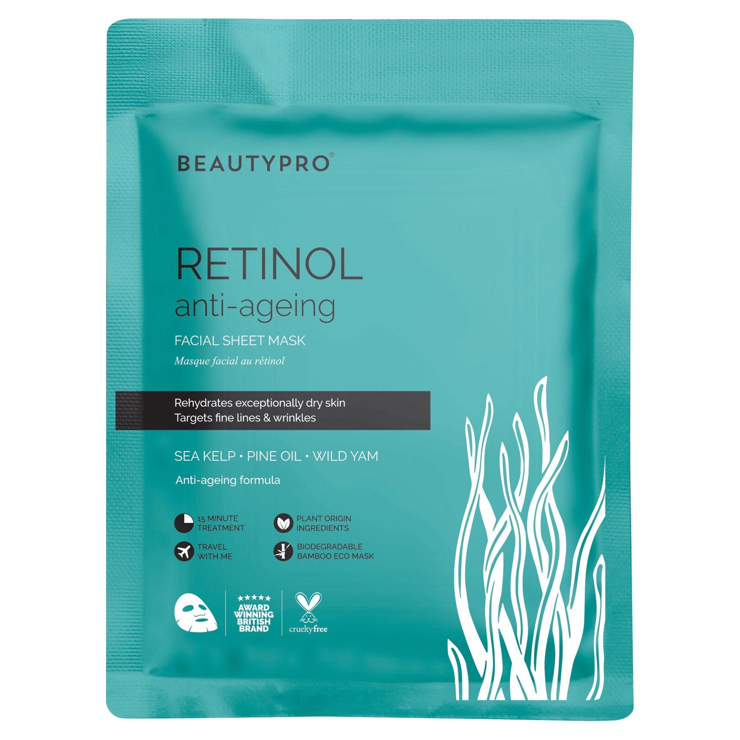 BeautyPro Retinol Anti Ageing Facial Sheet Mask 22ml - McGrocer