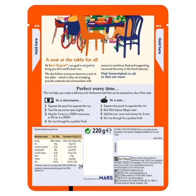 Ben's Original Long Grain Microwave Rice 220g - McGrocer