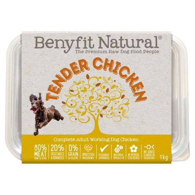 Benyfit Natural Tender Chicken Complete Adult Raw Working Dog Food 1kg - McGrocer