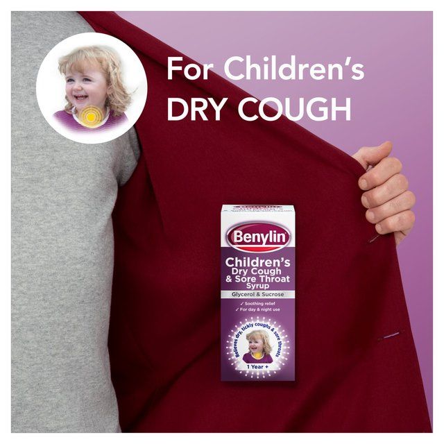 Benylin Childrens Dry Cough & Sore Throat Syrup Blackcurrant   125ml - McGrocer