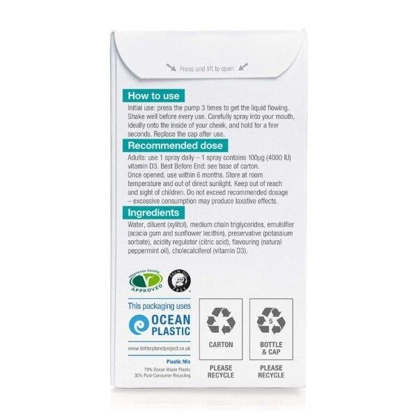 Betteryou D4000 Vitamin D Daily Oral Spray 15ml - McGrocer