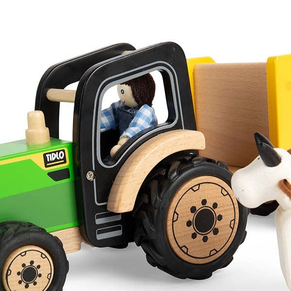 Tidlo Wooden Country Tractor and Trailer Toy GOODS Superdrug