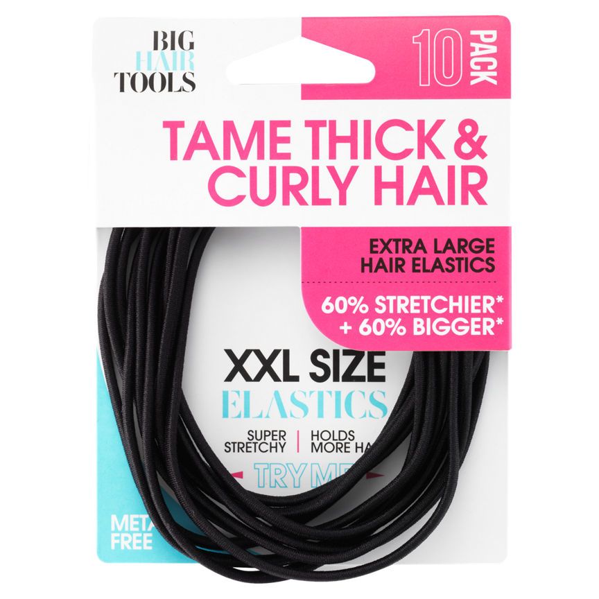 Big Hair Tools 10 Extra Large Elastic Hair Bands Black - McGrocer